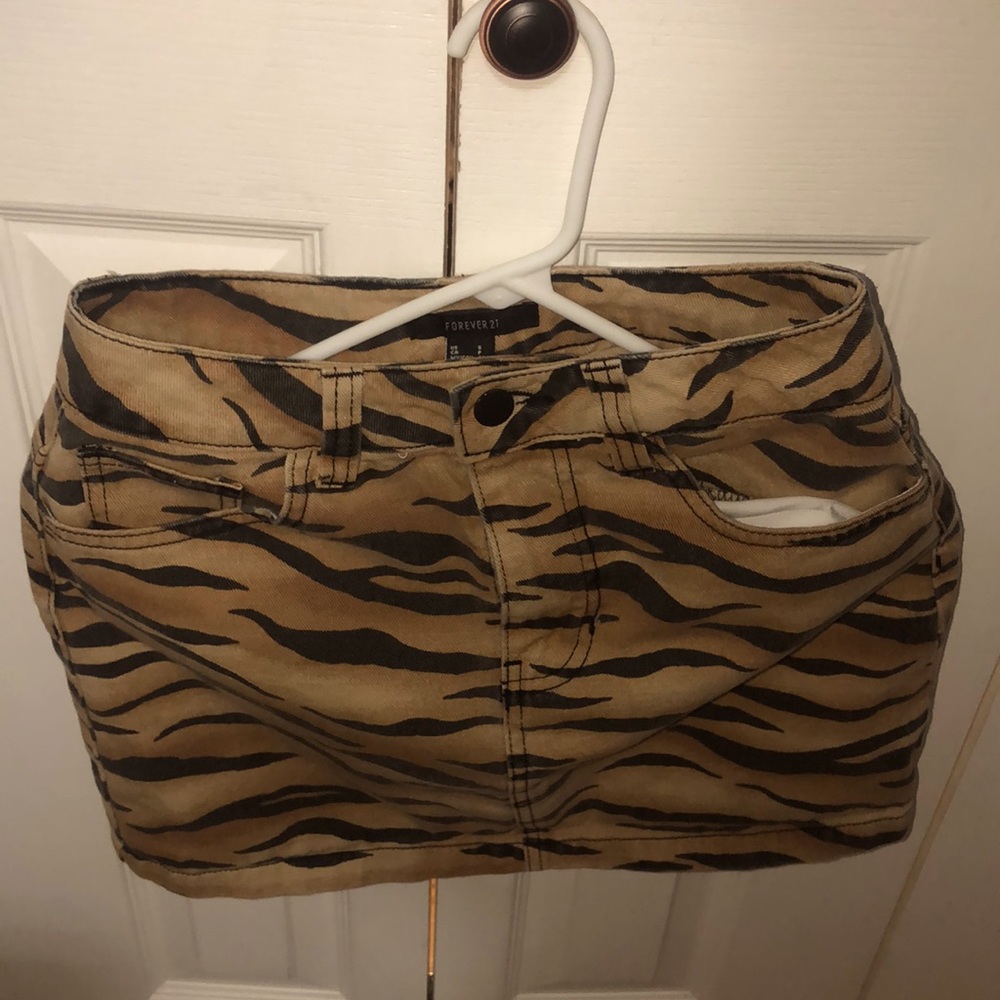 forever21 brown jean skirt